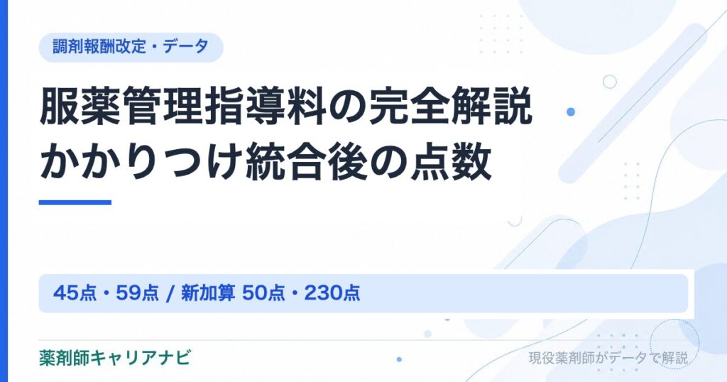 服薬管理指導料の完全解説かかりつけ統合後の点数